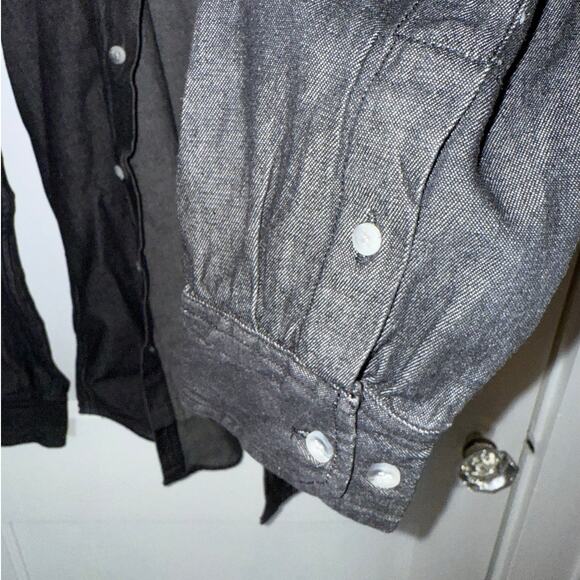 New Tahari Button Down Black Denim Shirt Dark Shadow size S - Picture 4 of 7